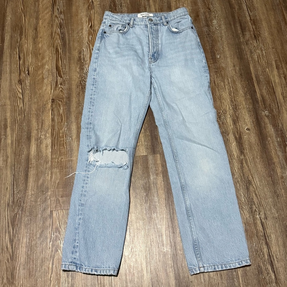 Reformation Carey Slouchy Straight Jeans Women's 24 High Rise in Tahoe Destroyed
